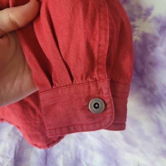 Liz Clairborn Women's Red Light Denim Button Up Shirt/Jacket Size Medium Petite - Picture 6 of 16